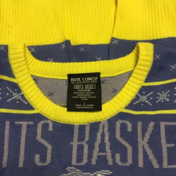HP- BOX LUNCH ANIME MANGA FRUITS BASKET BLUE/YELLOW LONG SLEEVE SWEATER/SIZE L - Picture 6 of 8